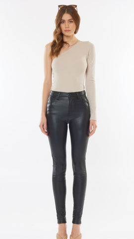 kancan high rise super skinny faux leather jeans